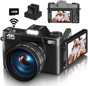 Digital Camera for Photography, 4K 48MP Vlogging Camera for YouTube with WiFi, 3-inch 180-degree Flip Screen, 16X Digital Zoom, 52mm Wide Angle & Macro Lens, 32GB TF Card and 2 Batteries(Purple)