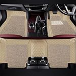 NEXTA 7D Premium Faux Leather II Double Stitching II 7 Layer Protection Custom Fitted Car Floor Tray Mats for Honda WRV (Beige)