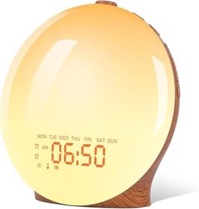 Wake Up Light Sunrise Alarm Clock for Kids, Heavy Sleepers, Bedroom, Upgraded Full Screen with Sunrise Simulation, Sleep Aid, Dual Alarms, FM Radio, Nightlight, 14 Colors, 7 Sounds, Ideal for Gift