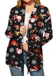 Christmas Women's Santa Novelty Cardigans Lightweight Long Sleeve Funny Open Front Sweater Santa and Lucky Bags XL