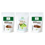 Herbal Magic's 100g - Pure & Natural Amla, 100g - Reetha & 100g - Shikakai Powder Natural Hair Conditioner Face Mask - Free from Fillers & Preservatives
