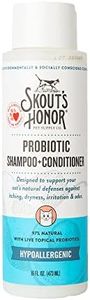 Skout's Honor Probiotic Cat Shampoo & Conditioner with Avocado Oil & Omega-3s, 97% Natural, Paraben & Sulfate-Free, Cruelty-Free, 16oz, Fragrance Free