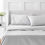 MARTHA STEWART 100% Cotton King Sheet Set - 4 Piece, Soft, Smooth, Durable, Easy Care, 16" Deep Pocket Sheets, Sateen Sheets, 1 Flat, 1 Fitted, 2 Pillowcases, Light Grey