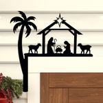 Christmas Decorations Christmas Door Corner Manger Scene Religious Christmas Metal Sign Holy Nativity Christmas Decorations for Outdoor Porch Garden Wall Decor