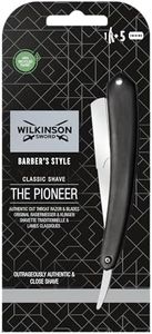 Wilkinson Sword Classic - Navaja Clásica de Afeitar de Barbero - Accesorio Profesional de Afeitado y Cuidado de Contorno de Barba + 5 Recambios de Doble Hoja