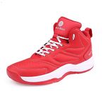 Bacca Bucci Men Courtflex Basketball All Court High Top Shoes Basketball Shoes/Sneakers With Adaptive Cushioning & Breathable Upper -Red, Size Uk7