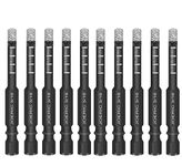 JOERIC Black Hex Shank 3/16" Dry Diamond Drill Bit Set, 10 PCS 5mm Diamond Core Drill Bit with Storage Bottle for Granite Marble Tile Ceramic Stone Glass (Not for Wood)