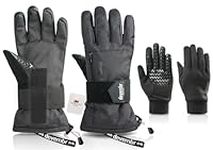 devembr Advanced Snowboarding Gloves with Wrist Guards & Removable Liners, L