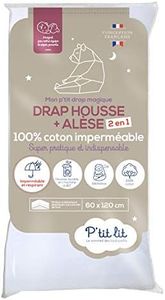 P'tit lit - Protège Matelas Bébé 2 en 1 | Alèse + Drap Housse 60x120 cm | Imperméable - 100% Coton - Souple et Silencieux - Respirant - Oeko Tex® - Gris