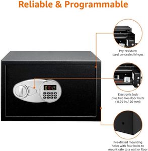 Amazon Basics Steel Security Safe with Digital Keypad, 34L – Black