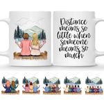 GOSSBY Personalized Sister Mug - Distance Means So Little When Someone Means So Much Mug (2 Women) - 11oz & 15oz Custom Long Distance Sister Coffee Mug - White Ceramic & Two-tone Sister Cup