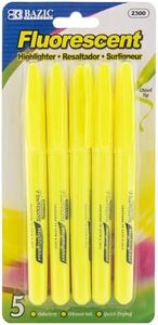 BAZIC Products Neon Highlighter – Yellow Pen Style, Chisel Tip Broad Fine Line, Desk Style Highlighter Pen for Office, School, and Study Use, Fluorescent Yellow Ink, Smooth Marking, 5/Pack, 24-Packs