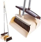 Blue Pigeon Broom and Dustpan Set- 54" Long Handle Broom and Dust Pan with Long Handle, Standing Upright Grips Sweep Set with Lobby Broom Combo Set for Home and Office-(Color-Brown)