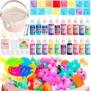 ARTPAR Water Elf Magic Gel Kit - 20 Colorful Gels + 16 Fantasy Molds - Non-Toxic Sensory Toys for Kids - Creative Arts & Crafts Project - Birthday Gifts for 5 6 7 8 9 10 Year Old Girls Boys