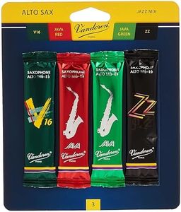 Vandoren SRMIXA3 Alto Sax Jazz Reed Mix Card includes 1 each ZZ, V16, JAVA and JAVA Red Strength 3