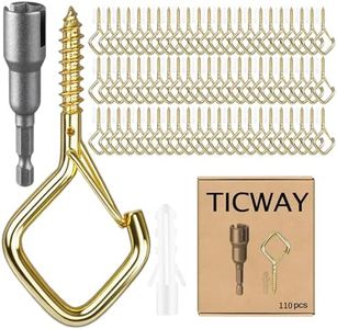 Ticway 110 PCS Q-Hanger Hooks for String Lights, Ceiling Hangers for Plants & Wind Chimes, Christmas Decorations Outdoor Hooks Gold