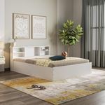 Wakefit Bed | 1 Yr Warranty | Bed Queen Size, Comes with Storage Box, Noise Free, Density: 680–750 kg/m³, Termite & Borer Resistant, Fits Mattresses Up to 8 Inches (Petra 78 x 60 - Frosty White)