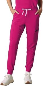 Members Only Women's Valencia Jogger Scrub Pant with Rib Bottom Leg (Wine, 2XL)