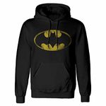 DC Batman Distressed Jumbo Logo Adults Black Hoodie - Large