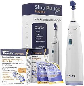 SinuPulse Traveler with 30 Sinuair Packets - Cordless Pulsating Nasal Irrigation Sinus Rinse System, Space Saving Cleaner & Relief Machine for Travel, More Effective than Neti Pot or Nose Spray Bottle