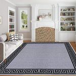 renoazul® Rugs for Living Room with Large Heavy Duty, Non-Slip and Washable, Geometric Non-Shed Low Pile Bedroom Decor, Kitchen and Hallway Anti slip Rug | 160 x 230 cm, Greeky Rug - Grey & Black