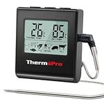 ThermoPro TP16B Digital Meat Thermometer Cooking Thermometer with Stainless Steel Long Food Temperature Probe for Liquids, Oven, Smoker, BBQ, Candy, Oil, Deep Frying Food Thermometer with Timer Alarm