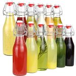 Mockery Glass Bottles with Caps 250ML Swing Top Glass Bottles with Stoppers for Water, Liquor, Kombucha Small Glass bottles, Set of 12 (Lid Color May Vary)