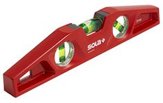 SOLA LSTFM Aluminum Die-Cast Magnetic Torpedo Level with 3 60% Magnified Vials, 10-Inch, Red