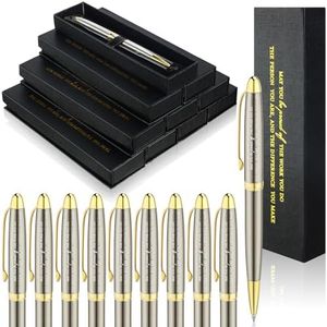 Kosiz 10 Pcs Thank You Gifts Gift Pens Inspirational Ballpoint Pens with Gift Boxes Pens Gift Employee Appreciation Gifts for Coworker Teacher(Silver,Classic Style)