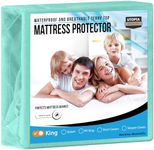 Utopia Bedding Waterproof Mattress Protector King Size, Premium Terry Mattress Cover 200 GSM, Breathable, Fitted Style with Stretchable Pockets (Spa Blue)