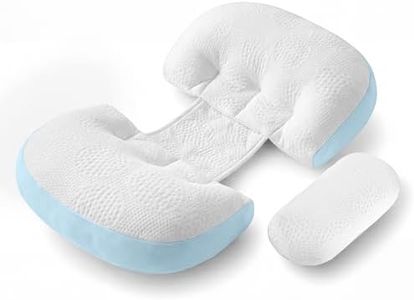 Frido Maternity Pillow Plus, Adjustable Pregnancy Pillow for Side Sleeping, D-Shaped Belly & Back Support Wedges, Comfortable Sleep Through Every Trimester, Washable Cover, Baby Blue