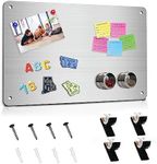 Magnetic Board 17.5" x 11.4" Magnet Bulletin Board is Suitable for displaying Notes, Photos,Magnetic Letters,Suitable for Walls, refrigerators, cabinets, etc (Silver)