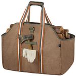 BONTHEE Firewood Carrier Bag Waxed Canvas Waterproof Extra Large Log Carrier Holder Freestanding Tote Bag for Firewood - Brown