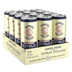 Bombay Pressé Citrus Collins, Ready-To-Drink Pre-Mixed Cocktail Can, Created With London Dry Gin and Infused with the Natural Flavour of Mediterranean Lemons, 250ml x 12 (Pack of 12)