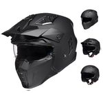 ILM Motocross Helmets Motorcycle 3/4 Half Helmet Open-Face for Men and Women Vintage Retro with Visor for Moped ATV Cruiser Scooter ECE Model Z302,Matte Black, M