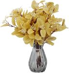 Rosscer 12Pcs Artificial Eucalyptus Stems, 20" Fake Silk Leaves with Berries, Greenery Plants Floral Decorations for Boho Home Decor Flowers Arrangement Vase Party Wedding (Light Yellow)