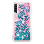 Thoankj Samsung A70 Case Liquid, Bling Glitter Luxury Sparkly Shiny Flowing Quicksand Cute Clear Transparent Gel Silicone Bumper Shockproof Protective Phone Cover for Samsung Galaxy A70 Plum Blossom