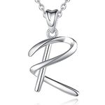 EUDORA Name Necklaces Sterling Silver Women Necklace Letters R Necklace Personalized Name Initial Necklace with 18inch O-Ring Chain