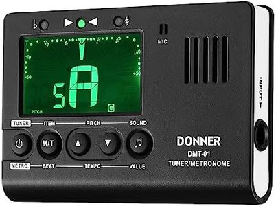 Donner Metronome Tuner for All Instruments - Guitar, Bass, Violin, Ukulele, Trumpet, Chromatic, Clarinet, Flute, 3 in 1 Digital Metronome with Tuner/Metronome/Tone Generator, DMT-01