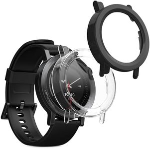 kwmobile Cover Compatible with CMF Watch 3 Pro Covers - 2X Tempered Glass with Plastic Frame - Transparent/Black