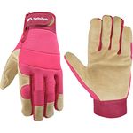 Wells Lamont Women’s HydraHyde Split Leather Hybrid Pink Gloves, Large (3268L)