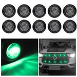 WINUERK 10PCS LED Side Marker Light, Sealed Waterproof Mini Round 3/4 Inch Green LED Marker Lights Signal Light 12V Universal for Trailer Truck Bus Pickup Van ATV RV Lorry Caravan (Smoked Green)