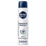 NIVEA Men Sensitive Protect Spray (250ml), Long-Lasting Deodorant Spray for 72H Protection, Gentle Anti-Perspirant for Sensitive Skin -Pack of 6