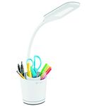 OttLite Swirl Organizer LED Lamp with USB – Touch Activated Controls, 3 Brightness Levels, USB Charging Port, Desk Organizer, Adjustable Neck, for Office, Dorm, Tabletop