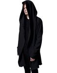 Mens Stylish Hip Hop Sweatshirt Long Hoodies Cardigan Black Cloak Outerwear, Black, Medium