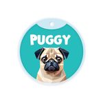 Pawsindia Personalized Dog Name Tag, Customized Pet Id Tag for Dogs with Double Side Waterproof Print, Teal, Pug, 4 Cm