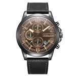 Police Flow Mens Chronograph Watch with Black Dial and Black Leather Strap, 47mm Stainless Steel Case in Branded Watch Box PEWJC2194601-2 Year Warranty