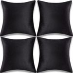 Yonous Throw Pillow Covers, Velvet Soft Decorative Cushion Case for Sofa Bedroom Couch Car, Set of 4, 20x20 Inch, Black