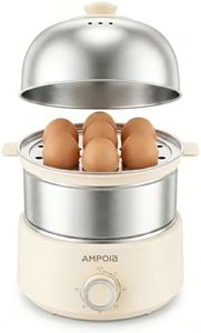 AMPOIA 14 Eggs Electric Egg Cooker, 350W Rapid Egg Boiler with 30-Min Timer & Auto Shut-Off, Stainless Steel, Dishwasher Safe for Soft, Medium, Hard Boiled, Steamed Eggs, Vegetables & Seafood, Beige