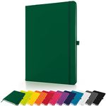 Savvy Bee Premium A4 Notebook New Lined Hardback Journal with Pen Loop,196 Page, Elastic Closure and Ribbon Marker Notepad Note Book Notes Pad (Green)